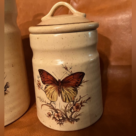 Treasure Craft Yellow Butterfly Ceramic Canister Set MCM 1970's - Picture 2 of 8